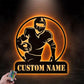 Custom Name Football Player, Metal Wall Signs With RGB Led Light