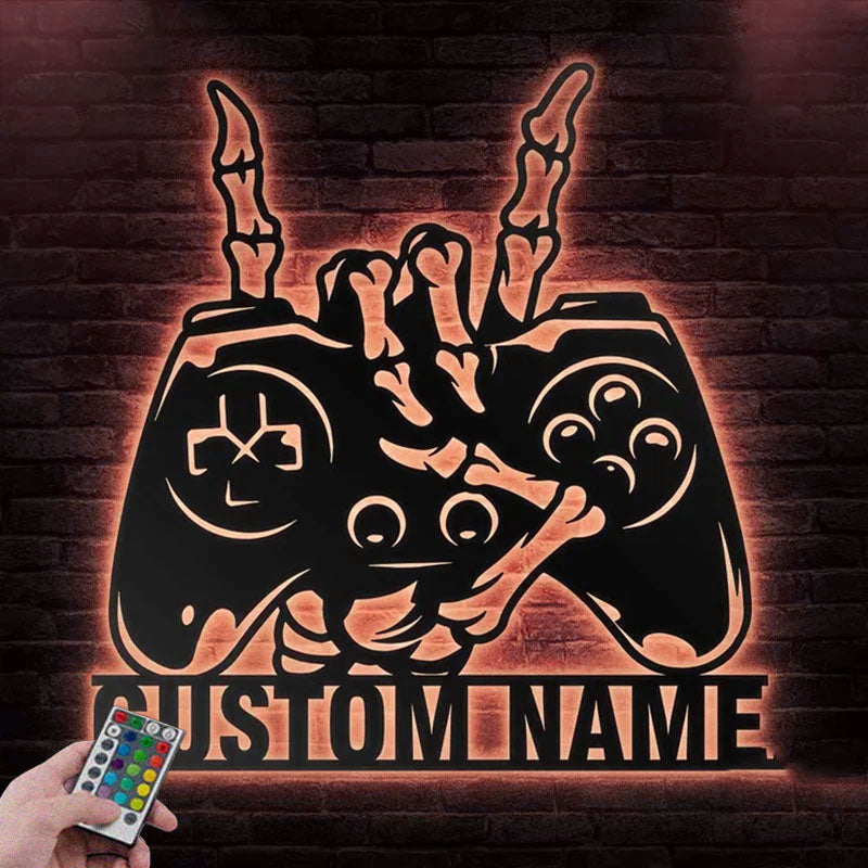 Custom Name Game Zone Metal Wall Signs With RGB Led Light