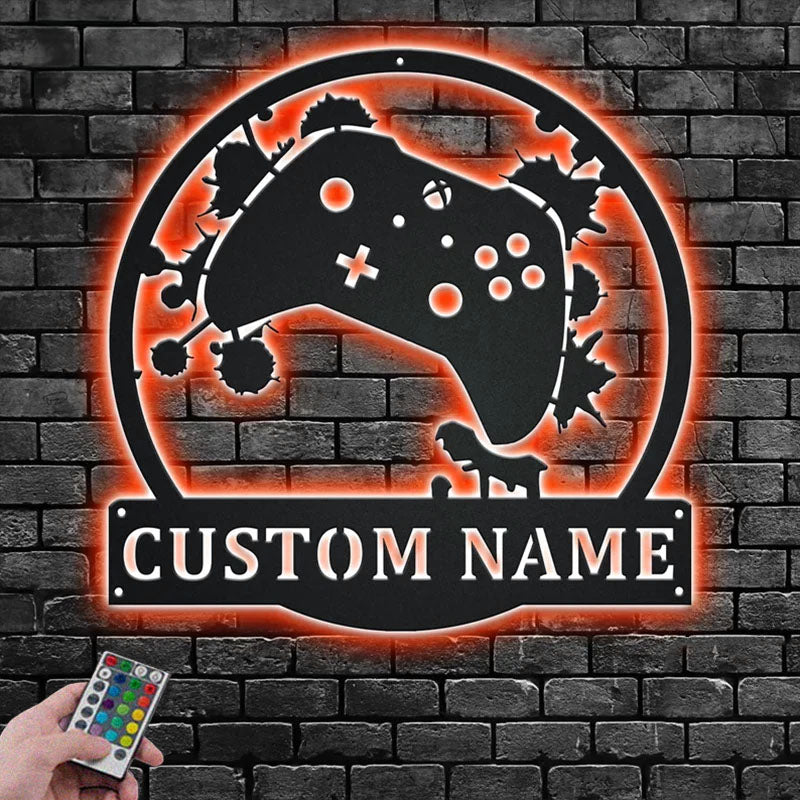 Custom Name Gamer Name Sign Decoration For Room, Metal Wall Signs With RGB Led Light
