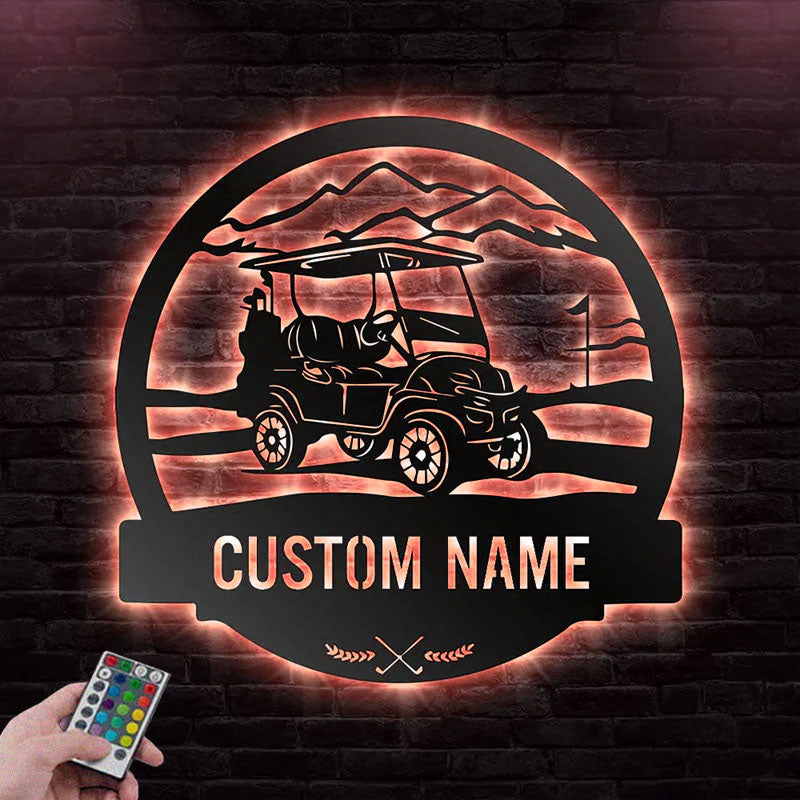 Custom Name Golf Players Name Sign Decoration For Room, Metal Wall Signs With RGB Led Light