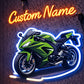 Custom Name Green Sport Motorcycle LED Neon Sign – Personalized Bike Wall Light