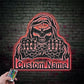 Custom Name Grim Reaper Skull Skeleton Metal Wall Signs With RGB Led Light