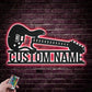 Custom Name Guitar Metal Signs, Guitar Studio Name Wall Decor, Metal Wall Signs With RGB Led Light