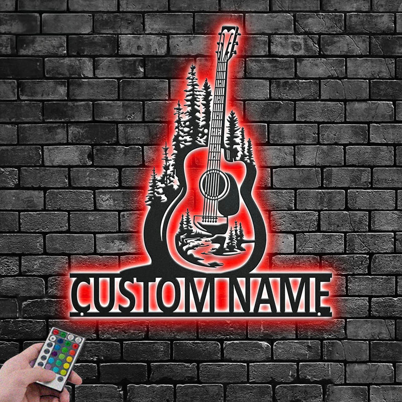 Custom Name Guitarist Name Sign Decoration For Room, Metal Wall Signs With RGB Led Light