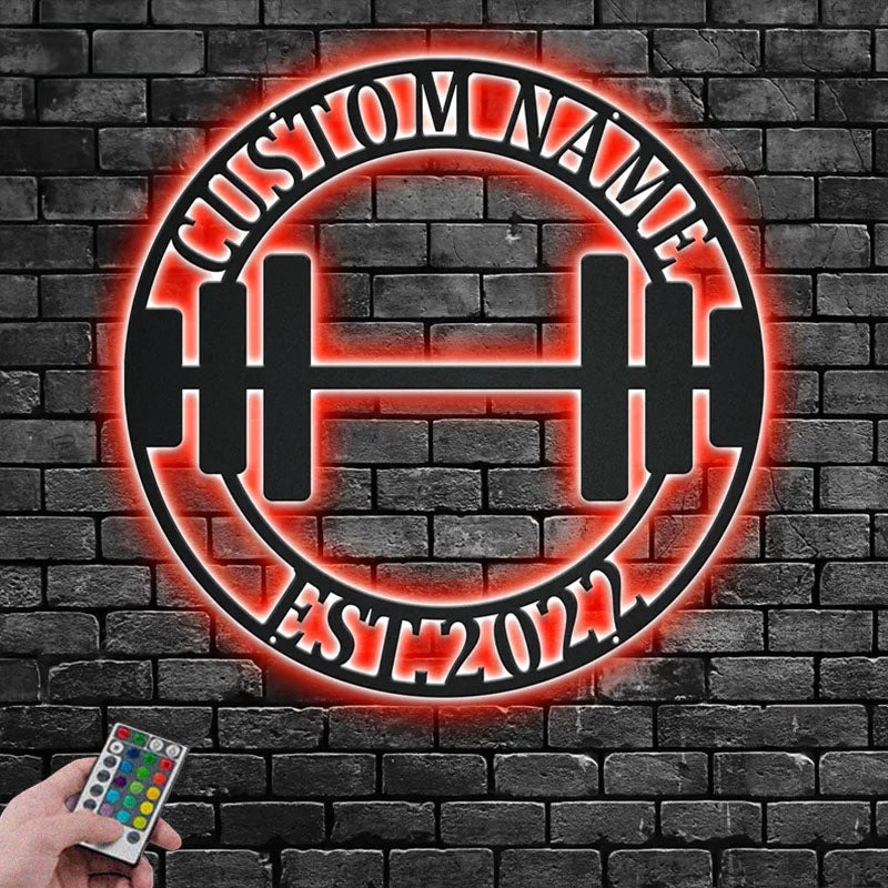 Custom Name Gymer Name Sign Decoration For Room, Metal Wall Signs With RGB Led Light