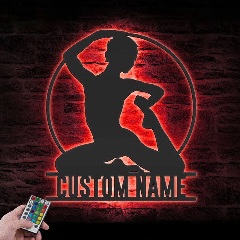 Custom Name Gymnast Name Sign Home Decor Tumbling Cheerleading Fitness, Metal Wall Signs With RGB Led Light