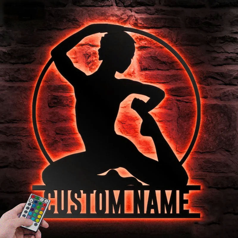 Custom Name Gymnastics Name Sign Decoration Gymnastics Lover Metal Wall Signs With RGB Led Light