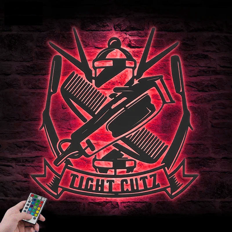 Custom Name Hair Stylist Name Sign Home Decor, Metal Wall Signs With RGB Led Light