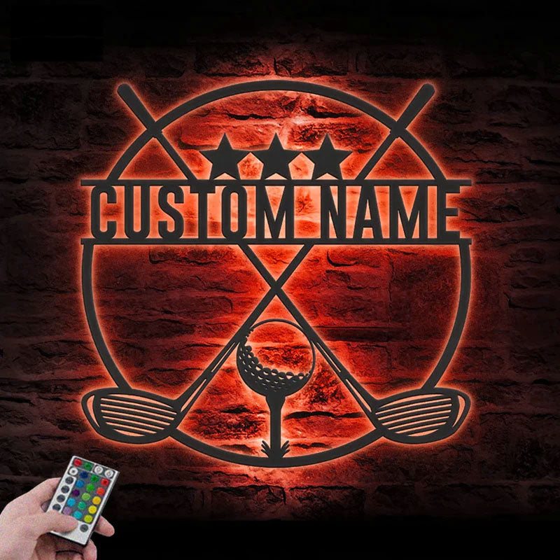 Custom Name Hole Golf Club, Metal Wall Signs With RGB Led Light