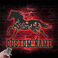 Custom Name Horse Flower Name Sign Home Decor Horse Barn, Metal Wall Signs With RGB Led Light