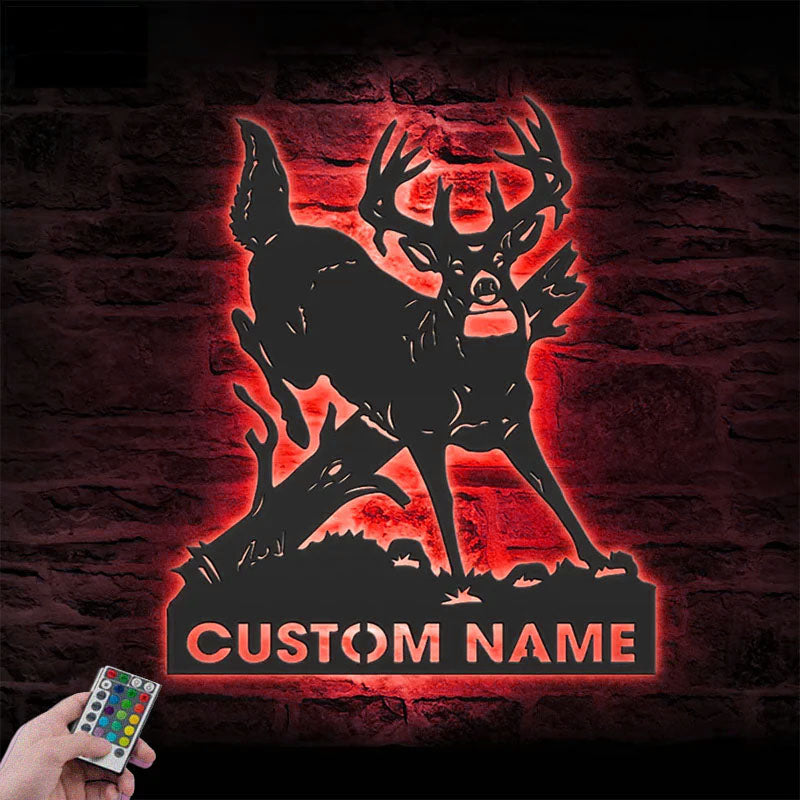 Custom Name Hunter Name Sign Home Decor, Metal Wall Signs With RGB Led Light