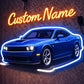 Custom Name LED Neon Sign with Sports Car – Personalized Car Wall Light