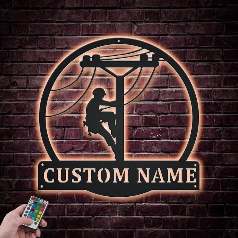 Custom Name Line Work Metal Wall Signs With RGB Led Light