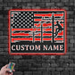 Custom Name Lineman USA Flag Round Metal Wall Signs With RGB Led Light