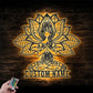 Custom Name Mandala Yoga Girl Metal Sign Wall Art With RGB Led Light