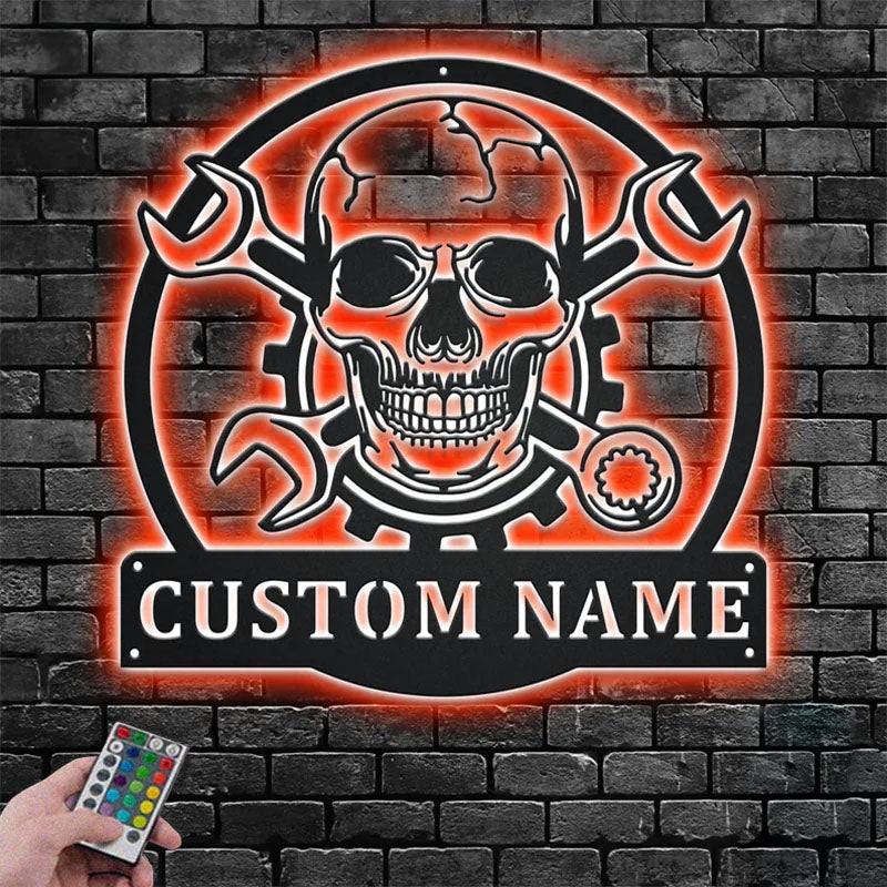Custom Name Mechanic Name Sign Decoration For Room,Metal Wall Signs With RGB Led Light