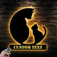 Custom Name Mom and Cat, Metal Wall Signs With RGB Led Light