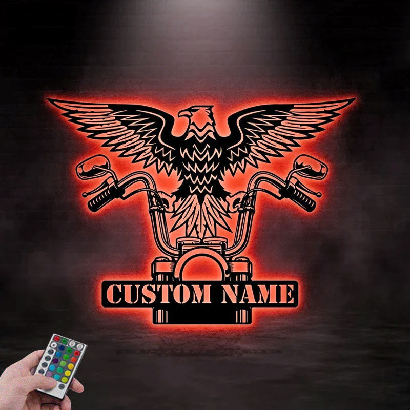 Custom Name Motocross Rider Name Sign, Metal Wall Signs With RGB Led Light