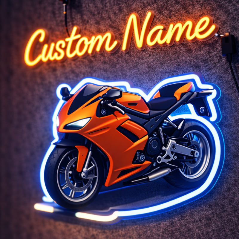 Custom Name Motorcycle LED Neon Sign – Personalized Sport Bike Wall Light