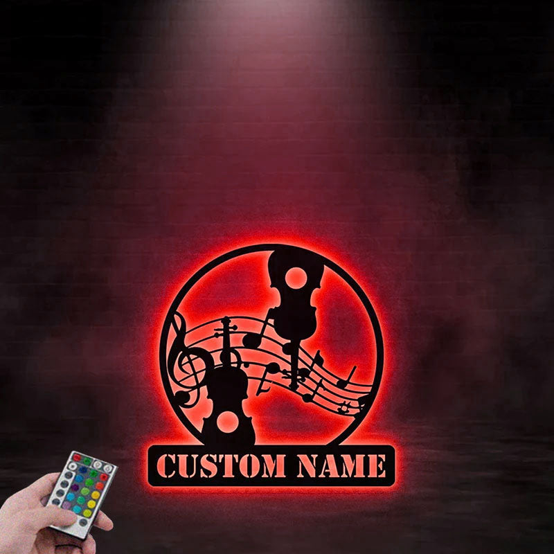 Custom Name Music Name Sign Decoration For Music Room, Metal Wall Signs With RGB Led Light