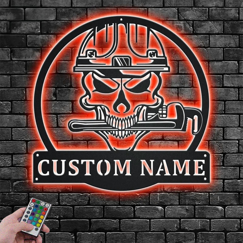 Custom Name Plumber Name Sign Decoration For Room, Metal Wall Signs With RGB Led Light