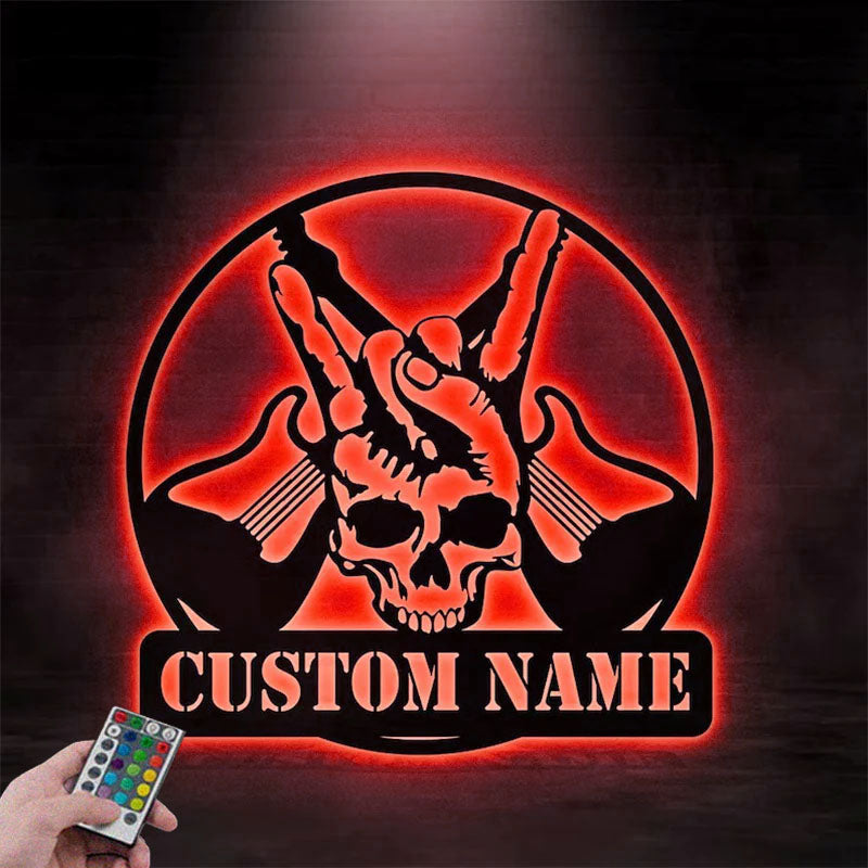 Custom Name Rock & Roll Name Sign Decoration For Room, Metal Wall Signs With RGB Led Light
