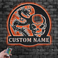 Custom Name Skull And Dragon Name Sign Decoration For Room, Metal Wall Signs With RGB Led Light