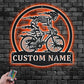 Custom Name Skull Bicycle Metal Wall Signs With RGB Led Light