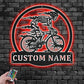 Custom Name Skull Bicycle Name Sign Decoration For Room, Metal Wall Signs With RGB Led Light