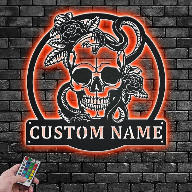 Custom Name Snake Name Sign Decoration For Room, Metal Wall Signs With RGB Led Light