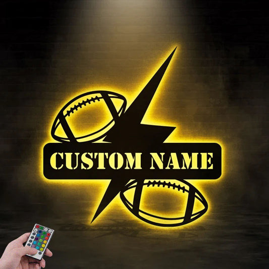 Custom Name Sport Player Home Decor, Metal Wall Signs With RGB Led Light