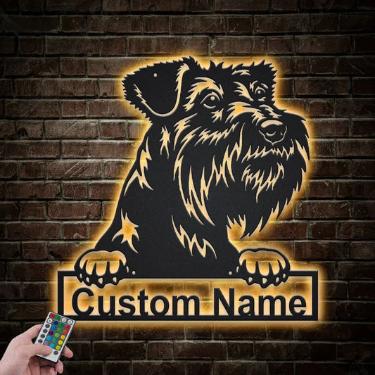 Custom Name Tsverkshnautser Dog, Metal Wall Signs With RGB Led Light