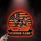 Custom Name USA Flag Hockey, Metal Wall Signs With RGB Led Light