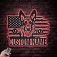 Custom Name US German Shepherd Dog, Metal Wall Signs With RGB Led Light