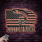 Custom Name US Trout Fishing Metal Wall Signs With RGB Led Light