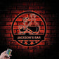 Custom Name Whiskey Glass & Cigar Metal Sign Wall Art With RGB Led Light