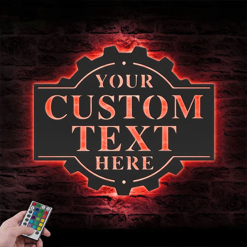 Custom Name Workshop Name Sign Home Decor Metal Wall Signs With RGB Led Light