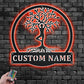 Custom Name Yoga Tree Of Life Metal Wall Art With LED Light