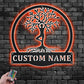 Custom Name Yoga Tree Of Life Metal Wall Signs With RGB Led Light