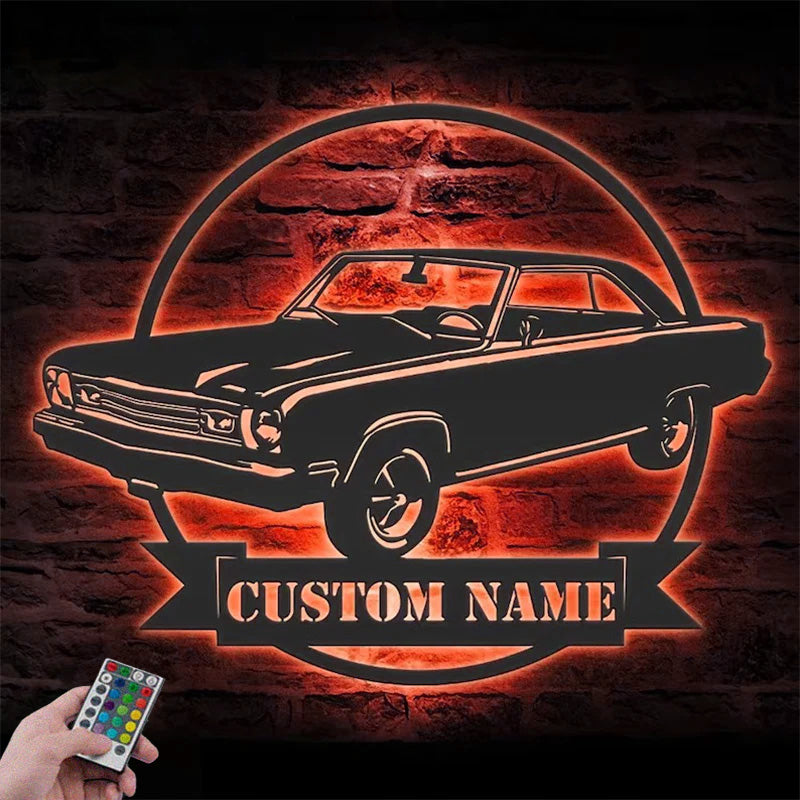 Custom Namer Mechanic Repair Decoration Repairman Metal Wall Signs With RGB Led Light