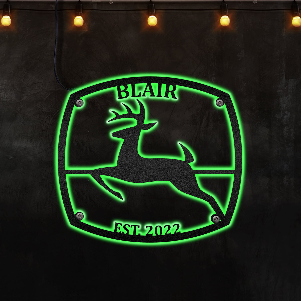 Deer Run Run Run Personalized - Led Light Metal - Owls Matrix LTD