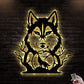 12"x12" Wolf Howling Wolf - Led Light Metal - Owls Matrix LTD