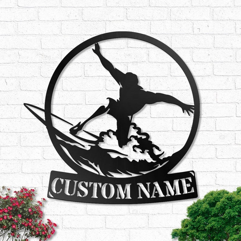 Wave Surfing Personalized - Led Light Metal - Owls Matrix LTD