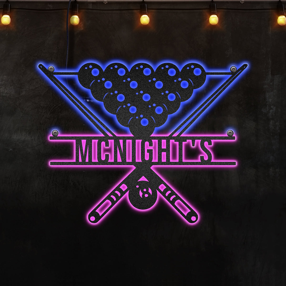 12*12 Inch (30*30cm) Billiard Cool Style Personalized - Led Light Metal - Owls Matrix LTD