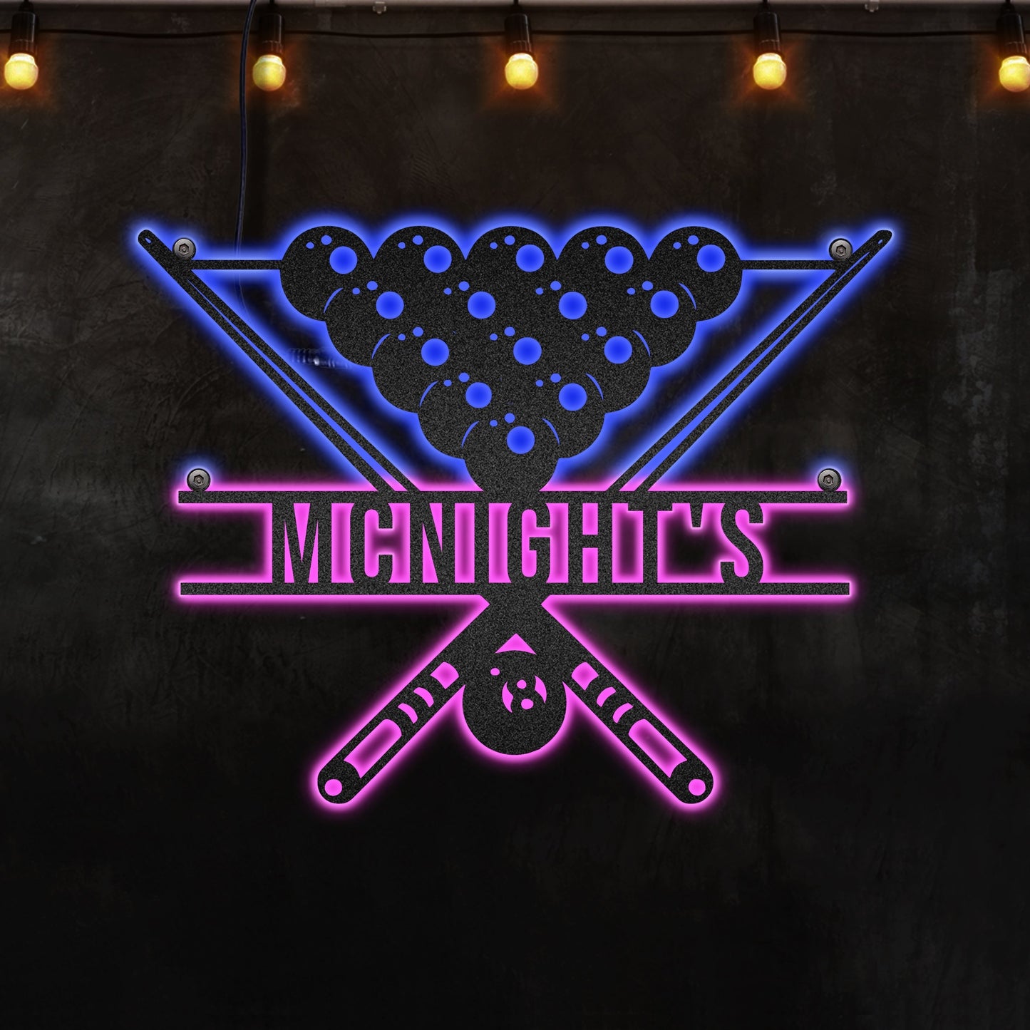 12*12 Inch (30*30cm) Billiard Cool Style Personalized - Led Light Metal - Owls Matrix LTD