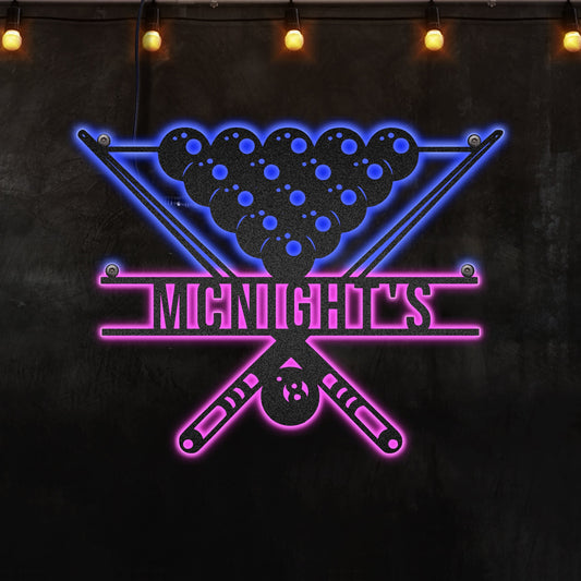 12*12 Inch (30*30cm) Billiard Cool Style Personalized - Led Light Metal - Owls Matrix LTD