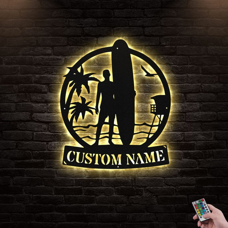 Surfing Cool Style Personalized - Led Light Metal - Owls Matrix LTD