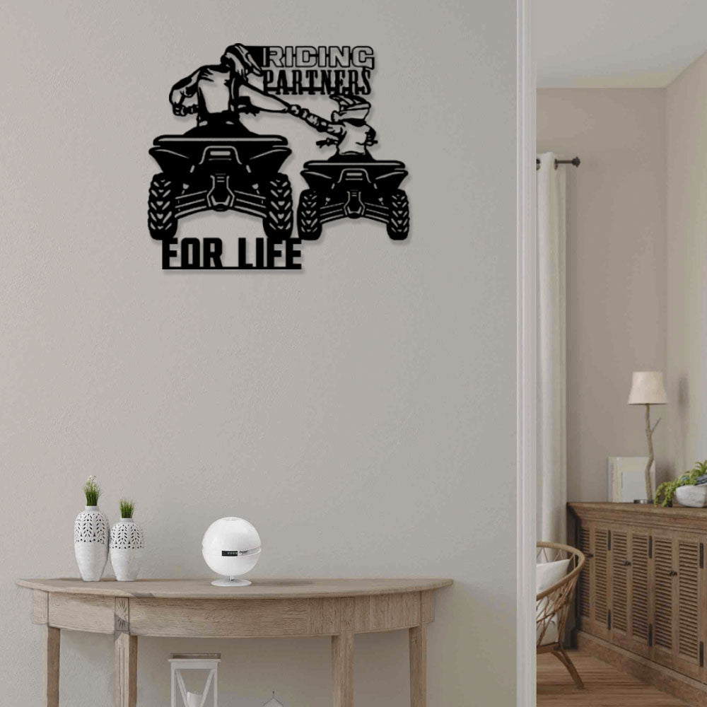 ATV Quad Riding Father And Son Partner For Life - Led Light Metal - Owls Matrix LTD