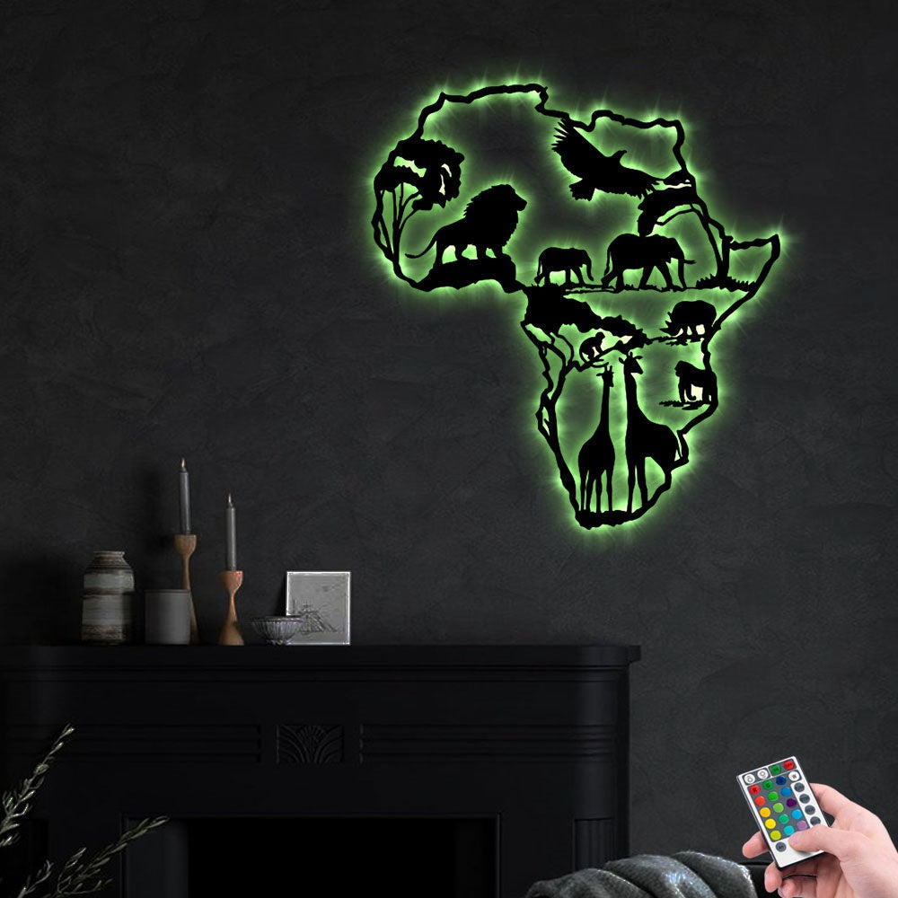 12"x12" Africa Briniclenet - Led Light Metal - Owls Matrix LTD