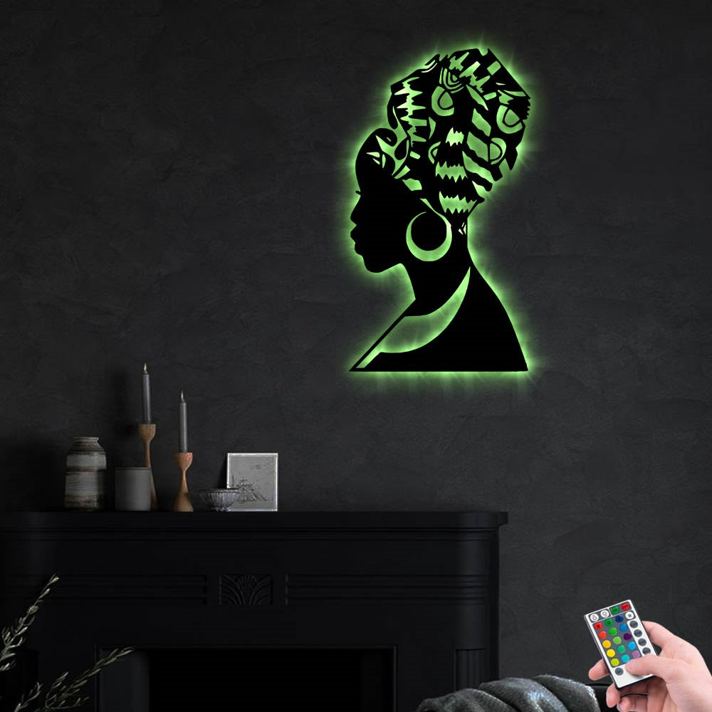 African Beautiful Woman Style - Led Light Metal - Owls Matrix LTD